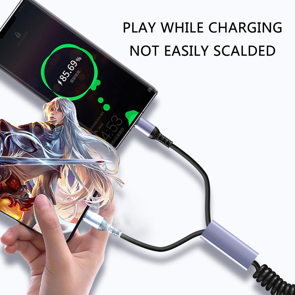 USB C Cable Dual Type C Car Charger Cable USB A to Type C Charging Coiled Cord Fast Cord for Phone Tablets 6A USB Type C