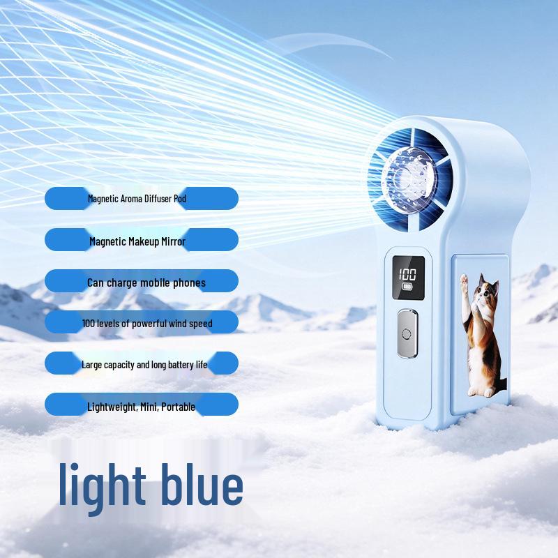 Multifunctional Aromatherapy Makeup Mirror with Power Bank & 100-Speed High-Speed Neck-Hanging Fan Aromatherapy+Makeup Mirror+Power Bank+Lanyard