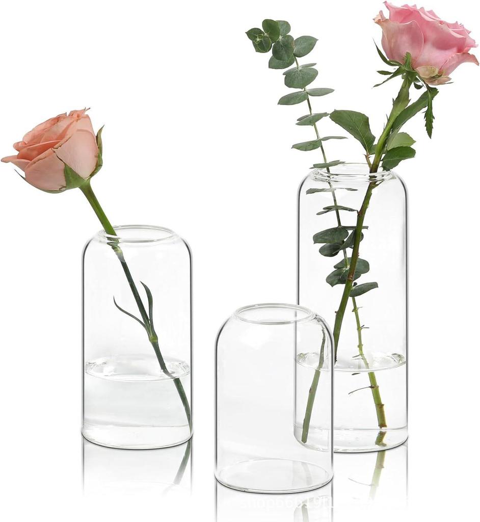 Cylindrical Glass Flower Vase for Wedding and Home Décor