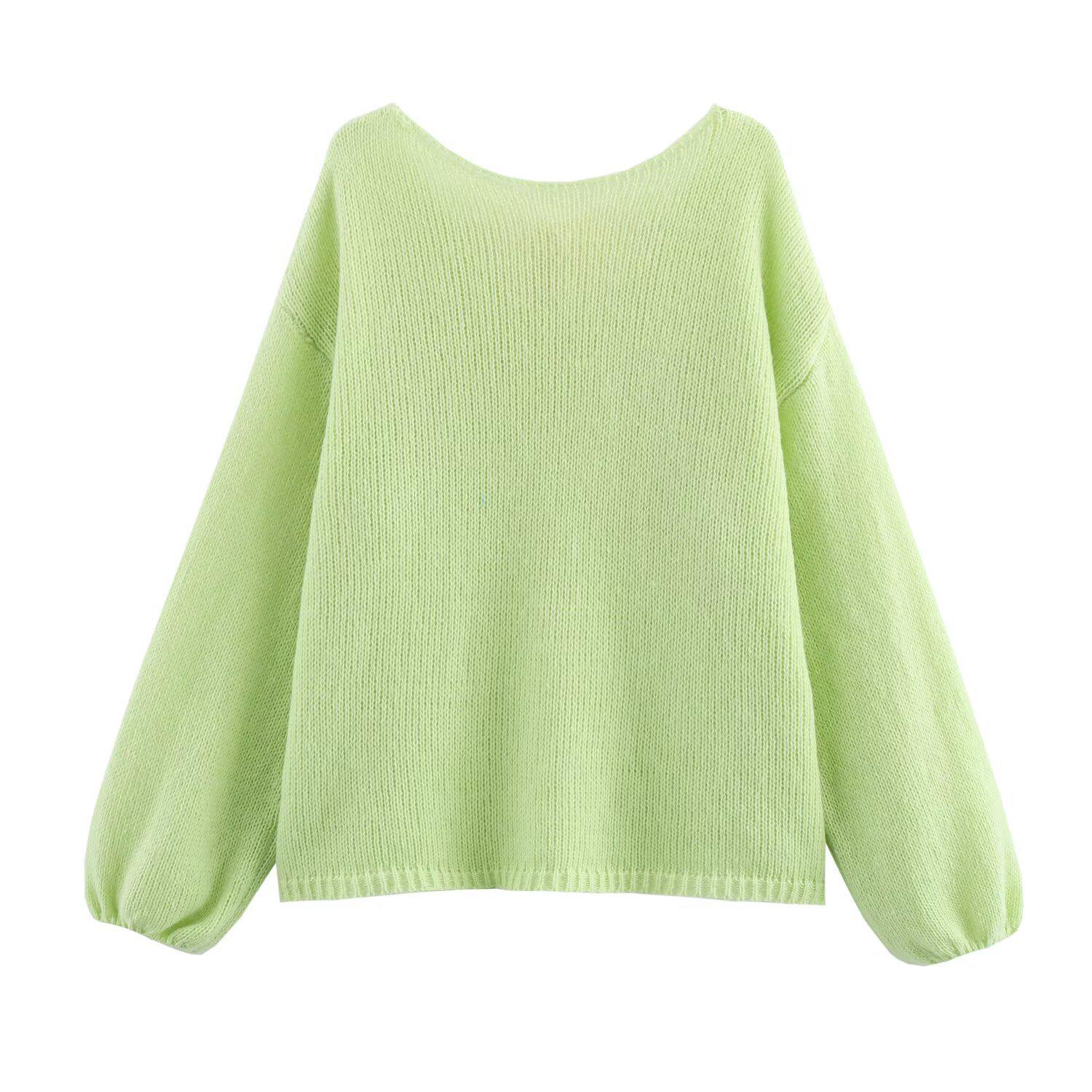 

Женская мода весна 2025: Европейский и американский стиль, свободный трикотаж с бантом на спине Small