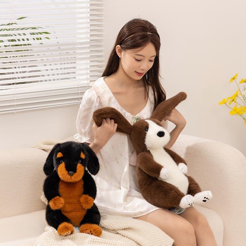 45Cm Cartoon High Quality Sitting Dachshand Dog Plush Doll Pillow Soft Big Ears Dog Animal Stuffed Toy Home Decor Gift For Kids