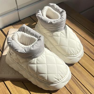 Verdickte Plüsch Warme Winter Baumwollschuhe für Damen 2024 Dicke Sohle Wasserdichte Schneestiefel Frau Rutschfeste Plateau Stiefeletten