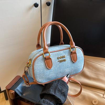 Retro Premium Texture Portable Bowling Bag Women'S Autumn And Winter Fashion Foreign Style Exquisite Shoulder Messenger Bag