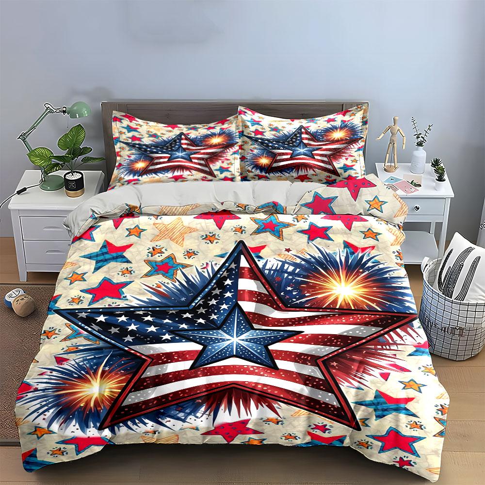 Patriotic Star Bedding Set Bedding Duvet Cover Set Duvet Cover Pillowcases (1 * Duvet Cover 2 * Pillowcases, Without Duvet Insert)