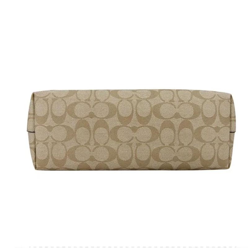 COACH Zip Top Tote 30 Monogram Canvas with Leather Tote Bag Tote Bag Handbag Shoulder Bag Large Women's White with Brown Monogram