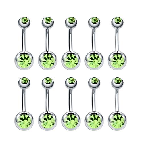 10Pcs Stainless Steel Belly Button Piercings Navel Earrings Gemed Goth Belly Rings Piercing Ombligo Punk Body Jewelry Women Men