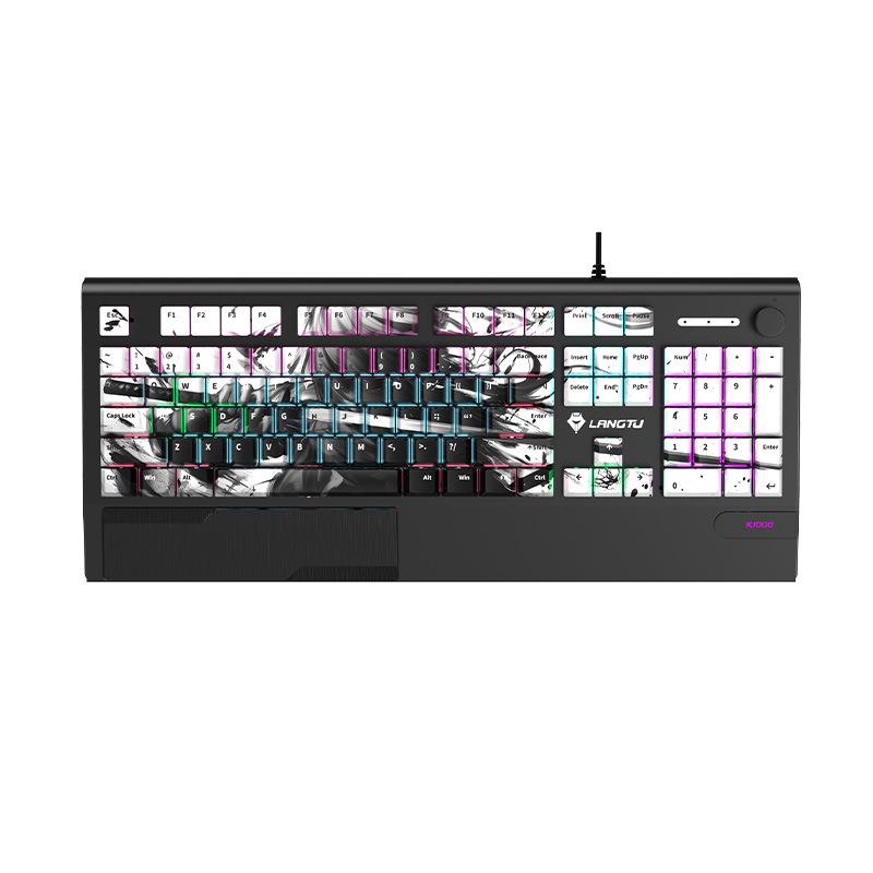 Langtu K1000 Mechanical Gaming Keyboard with Blue Switches - Custom PBT Theme for Girls & Office Use