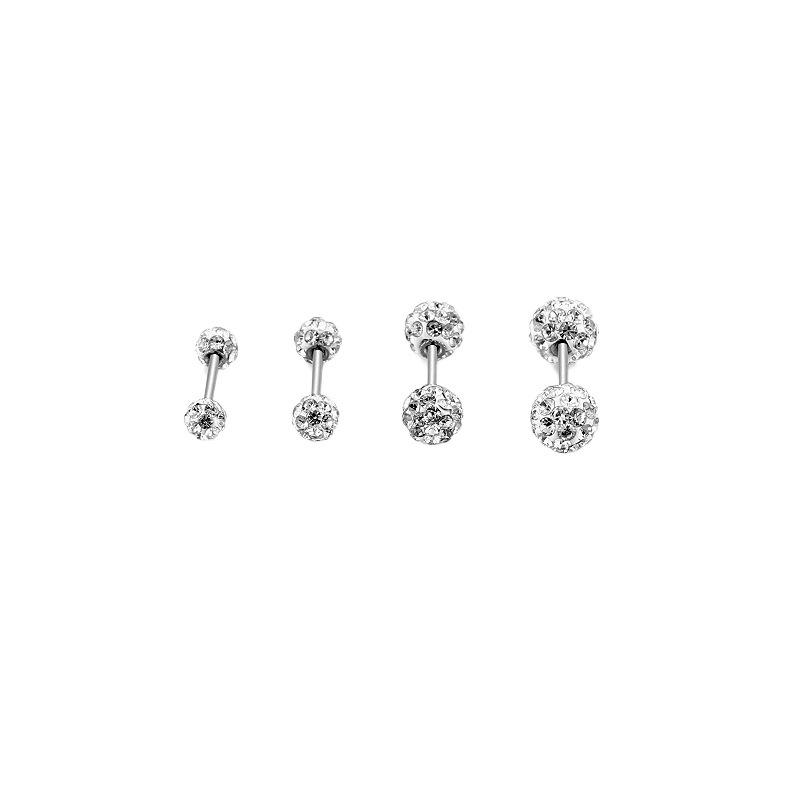Double-headed Diamond Earrings for Men and Women, Fashionable Twist-on Buckle, Anti-round Beads, Shambhala Ear Bone Studs, Ear Piercings