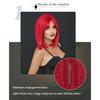 Red Short Straight Wig for Women - Bob Cut with Middle Part Curtain Bangs, Halloween Easter Party Machine Made Full Cap Wig