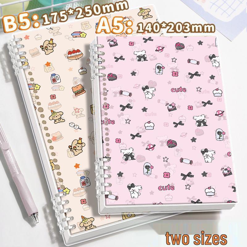 Detachable Floral Puppy B5 Binder Notebook - Comfortable and Simple