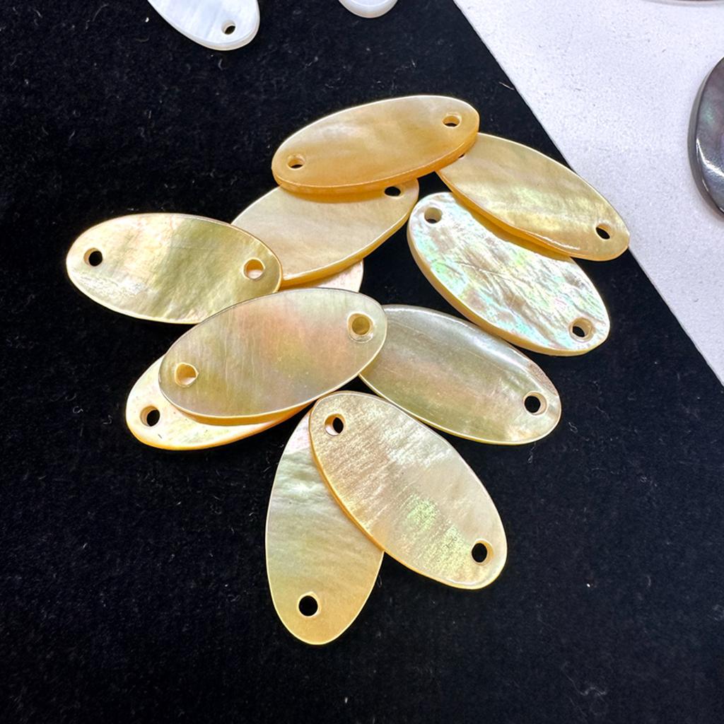 20Pcs, Natural Shell Pendant Connector, Handmade Oval Charms Connectors for Jewelry Making DIY Necklace Accessories