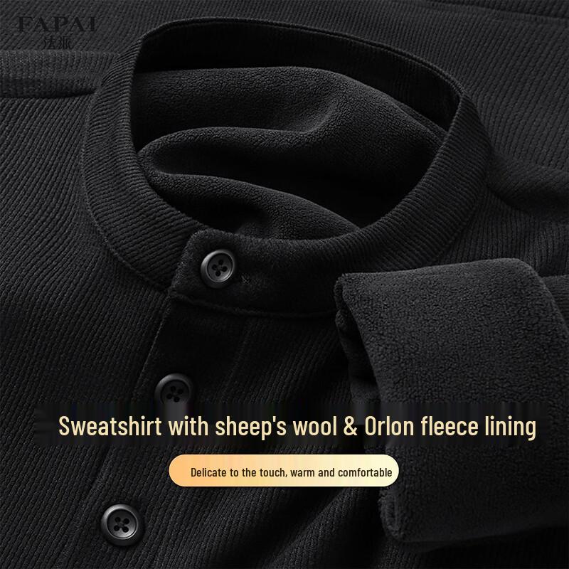FAPAI Men s Wool Blend Plush Half-Zip Sweatshirt XL