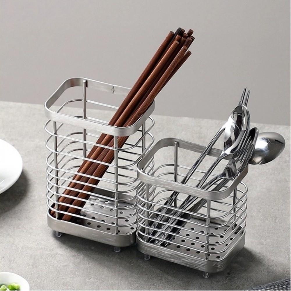 Rectangular Utensil Drying Rack Stainless Steel Chopstick Storage Organizer  Kitchen