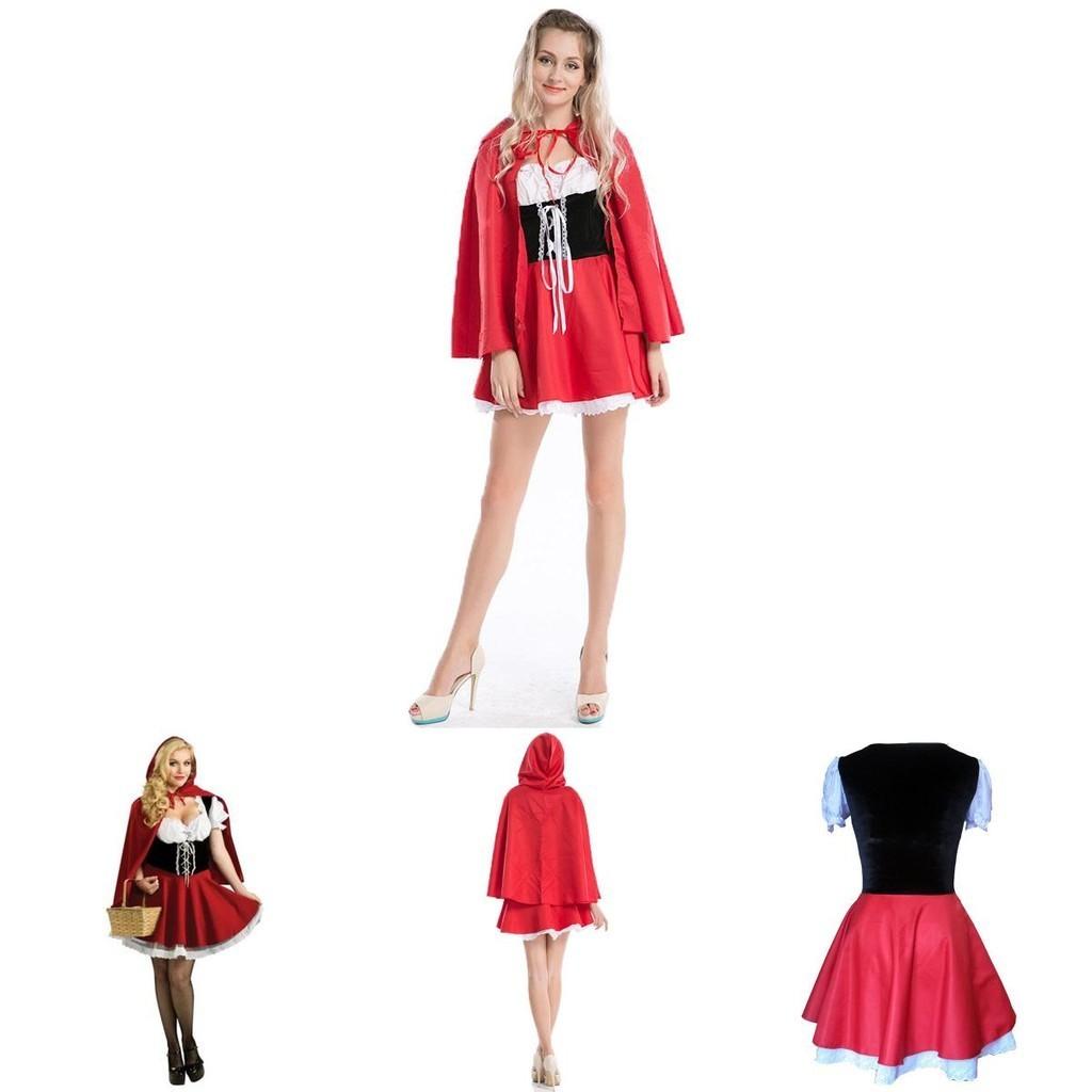 Enchanting Womens Little Red Riding Hood Costume Featuring Puff Sleeves And A-line Design