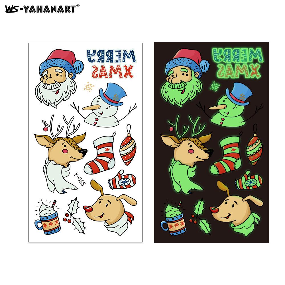 Creative Luminous Christmas & New Year Tattoo Stickers for Kids - Snowflake & Santa Designs
