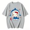 2026 New Arrival Kawaii Hello Kitty Shark Print Couple T Shirts Casual Family Matching Outfits Parentchild Tees Tops Summer Y2k