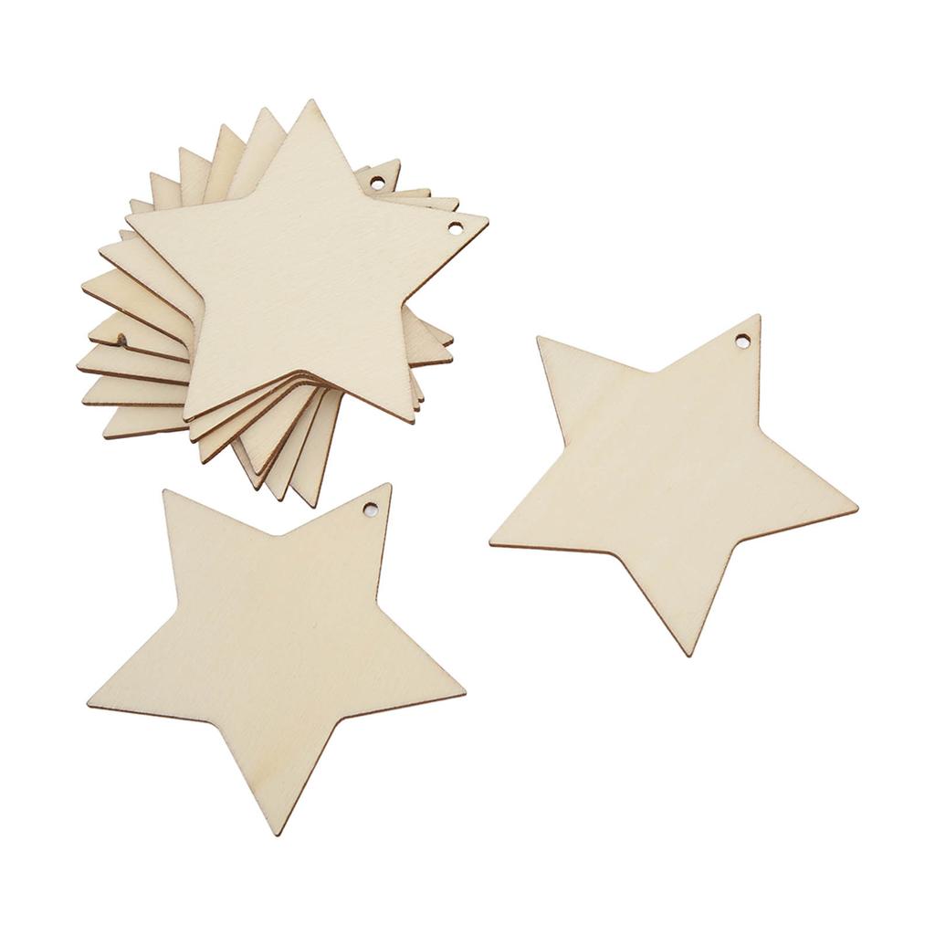 20Pcs Wooden Star Ornaments Smooth Touch Non Toxic Durable Antiallergic Star Wood Chip