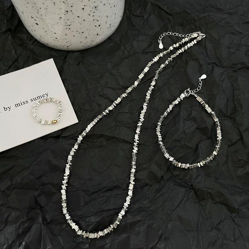 FY-PL203 S925 Sterling Silver Broken Silver Series Niche Design Korean Version of Fashion and Versatile Accessories