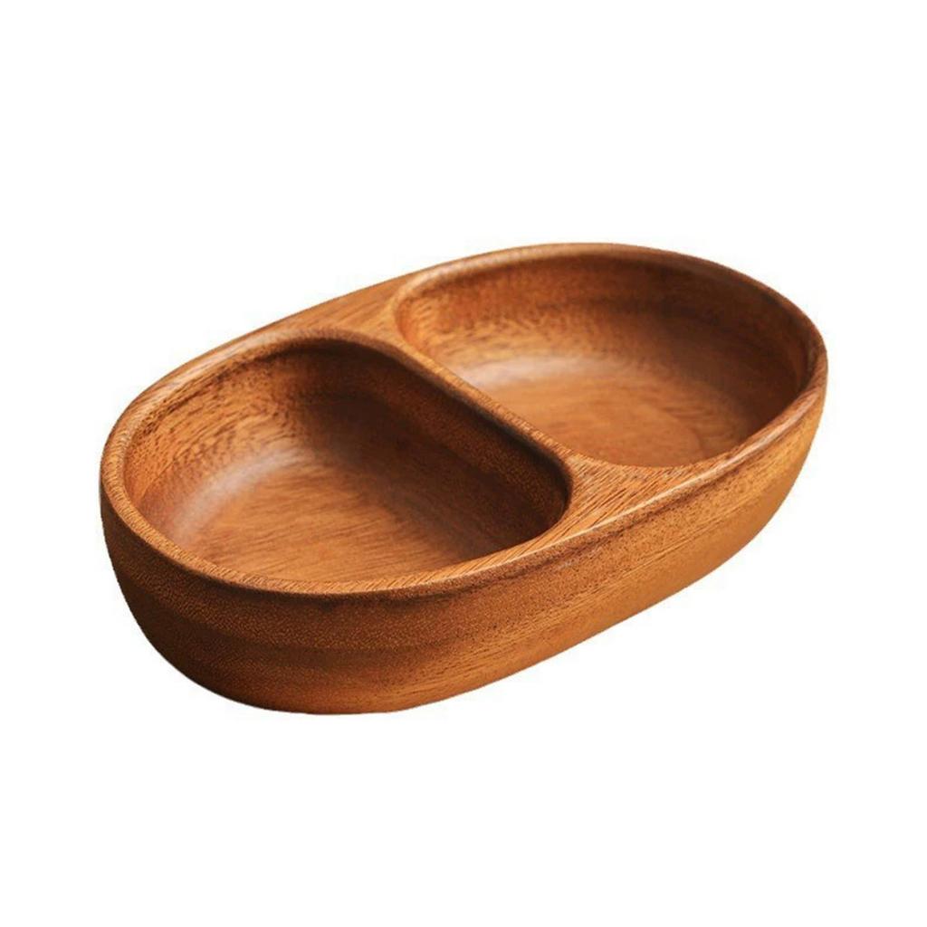 Wood Divided Servings Tray Dinner Platters Round Candy Tray Fruit Plate for Party Dishes Snacks Dried Fruit Easy To Use