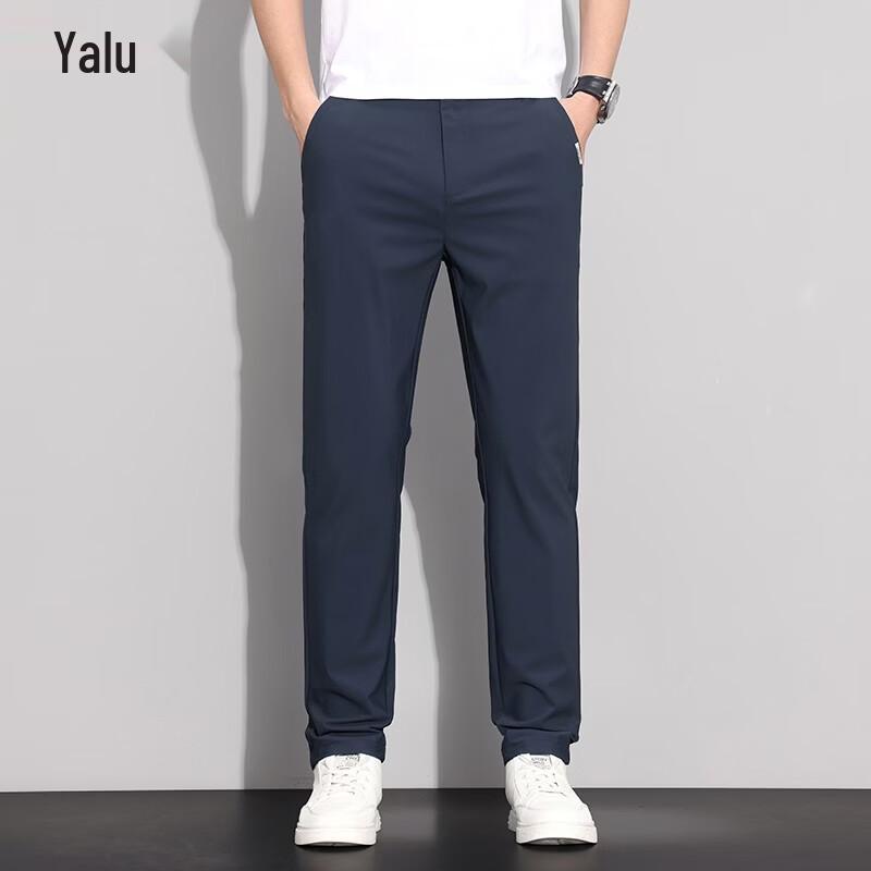 Yalu Men s Ice Silk Straight-Leg Business Casual Pants 34