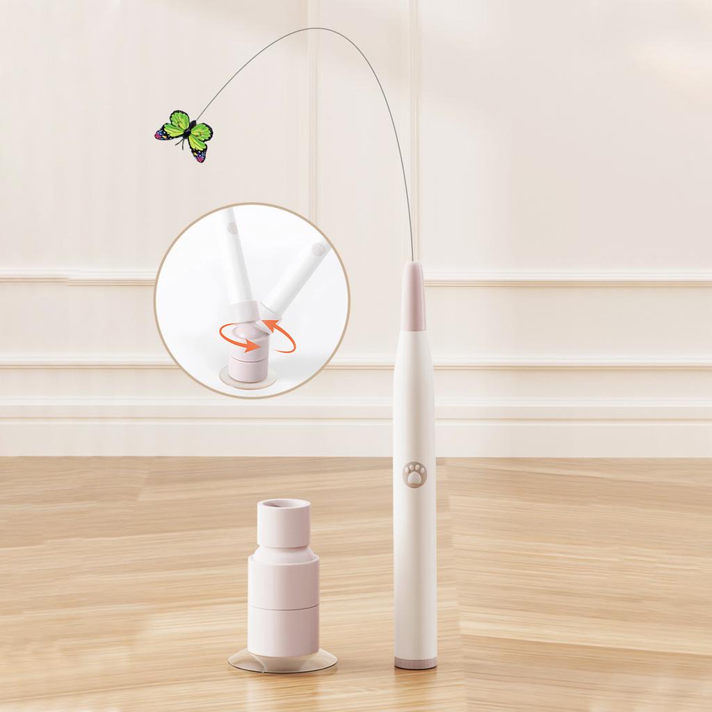 Interaktives Katzenspielzeug mit Saugnapf, drehender Schmetterling, Katzenangel, automatisches Katzenteaser-Spielzeug für Wohnungskatzen