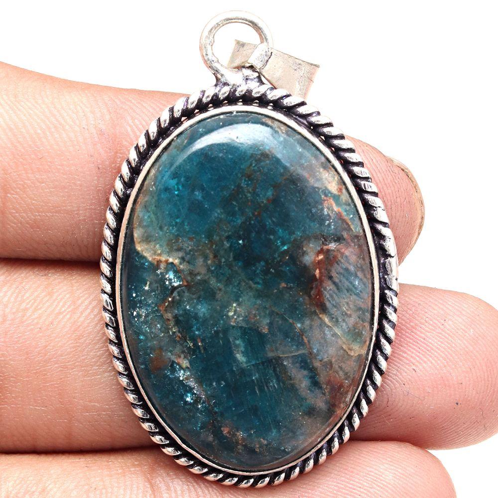 Pendant Chrysocolla Gemstone Handmade Gift For Her Silver Jewelry 2"