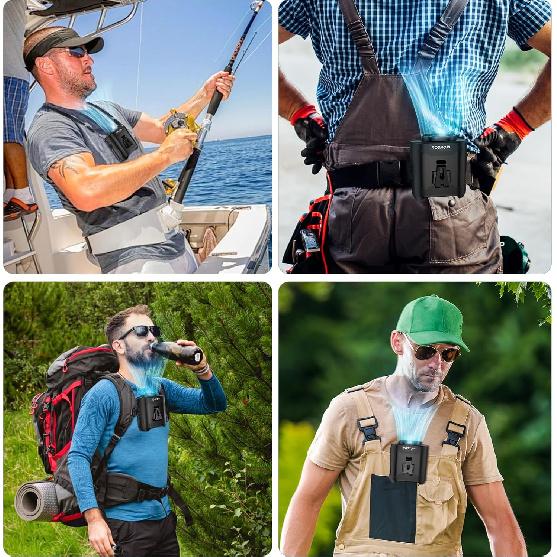 2025 AI Portable Fan Rechargeable -10000mAh, 40H Work Time with 5 Speeds 16000RPM Strong Airflow, Personal Waist Fan with LED Light for Clip On Belt,