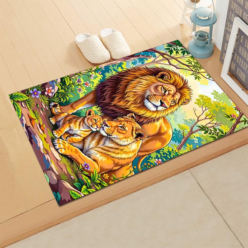 

Lion Family In The Forest for Living Room rug, BedRoom rug, Study Room rug, Hallway Decoration, Perfect for Home Decoration or Holiday Gifts 40cmx60cm