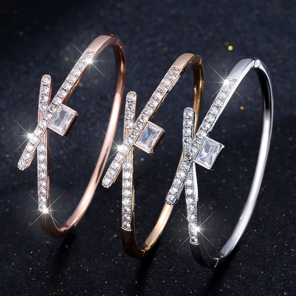 New Fashionable Zircon Cross High-end Full-female Light Luxury Bracelet Bracelet