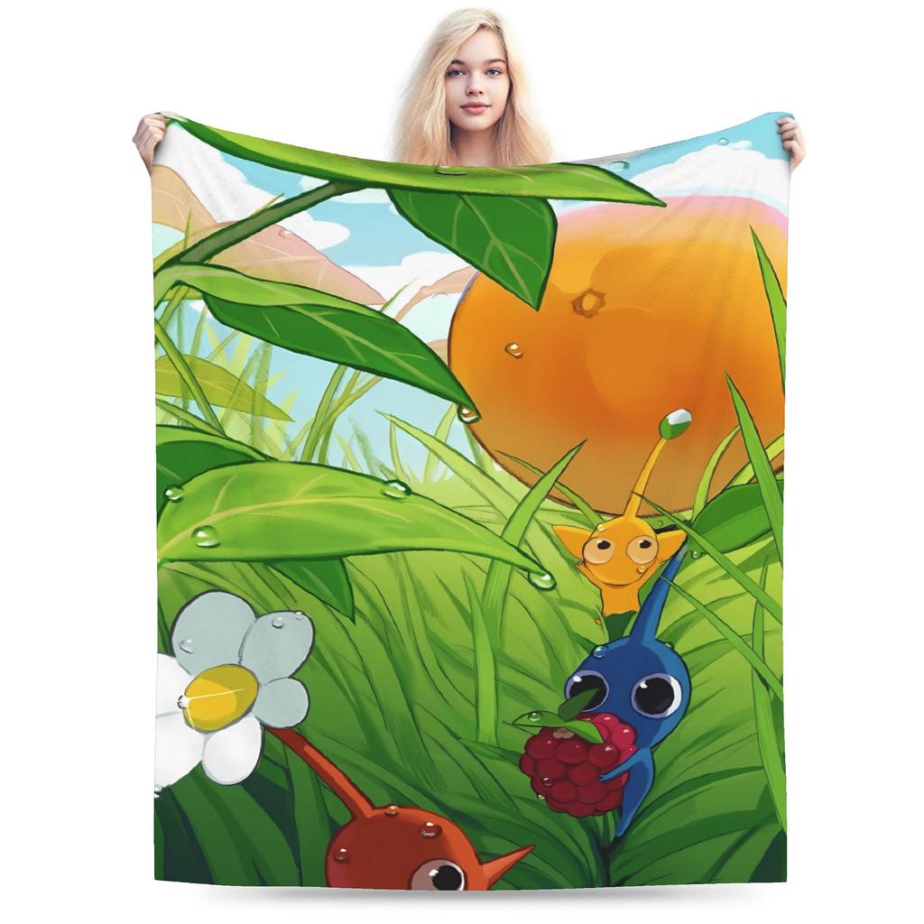 Pikmin Game Blanket Quality Super Warm  Throw Blanket Winter Kids Adult Living Room Fluffy Bedspread