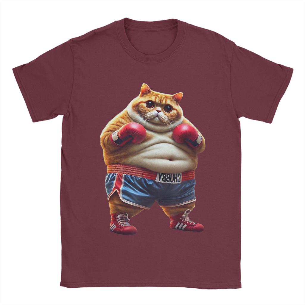 Funny Boxing Gym Workout Cat with Boxing Gloves Anime Meme T-Shirt Beach T-Shirts Unisex Round Neck Tees Short-Sleeved Tshirt