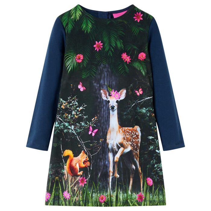 Robe sweat - vidaXL - Imprimé deer - Marine - 1,5 à 10 ans - Résistante et légère