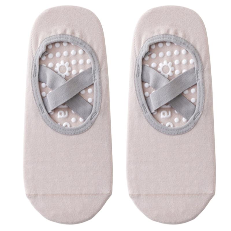 1 Pair Women Nonslip Grip and Straps Bandage Cotton Yoga Socks Low Cut Socks for Pilates Barre Ballet Barefoot Workout