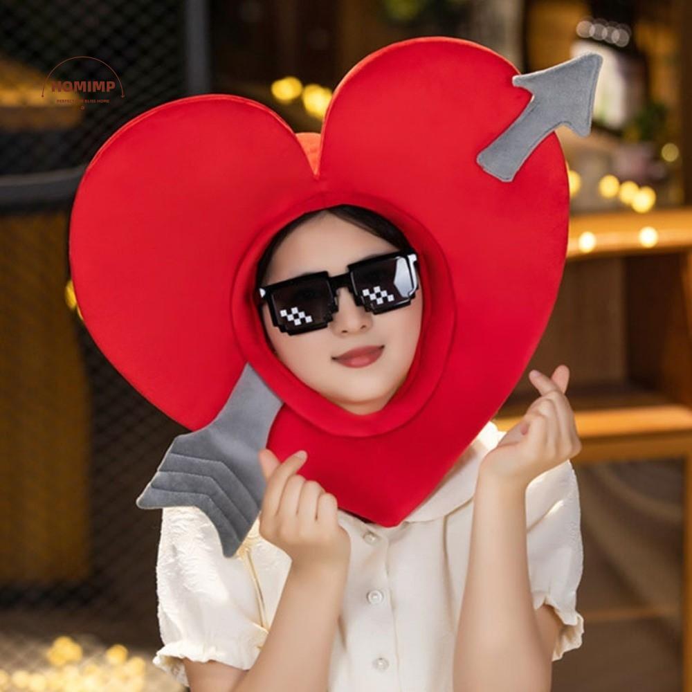 Red Funny Valentine's Heart Hat Love Peach Cosplay Cupid Heart Cupid's Arrow Hat Headwear Headgear Photo Props Hat