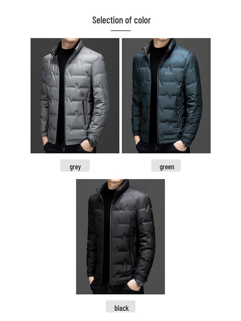 Men's Lightweight Down Jacket - Warm Business Casual Lapel Style for Middle-Aged Dads