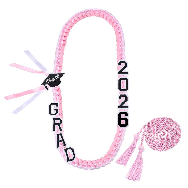 Graduation Leis Class Of 2026 Grad Handmade Ribbon Lei Ribbon Necklace With Grad Letter A9