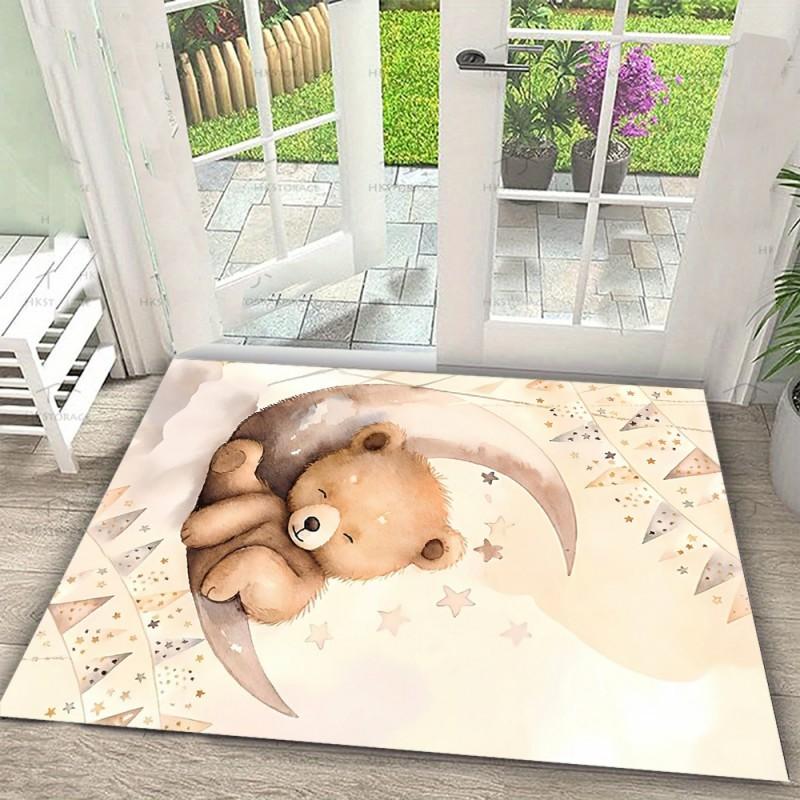 Nordic Cartoon Moon & Bear Rug Non Slip Washable Floor Mat Carpet for  Playroom Bedroom Nursery Cozy Home Decor Gift Minimalist