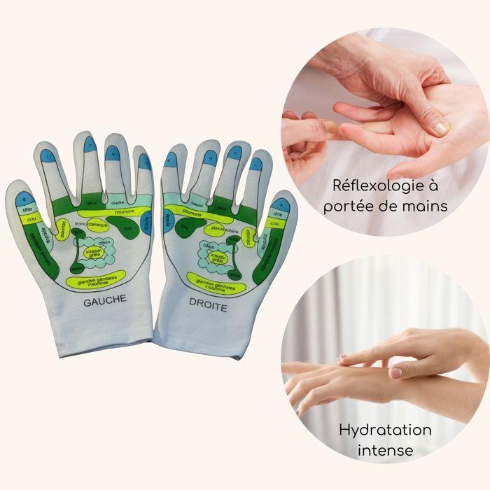 Gants Hydratants Réutilisables -Massage Réflexologie - Soin des Mains avec Gel enrichi aux 4 Huiles – Hydradants - Sun&amp;Sia