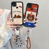 KEYSION Cartoon Cute Plush Embroidery Case for Redmi 10A 9A 9C with Lanyard Silicone Shockproof Phone Cover for Xiaomi Redmi 9C 10A 9A