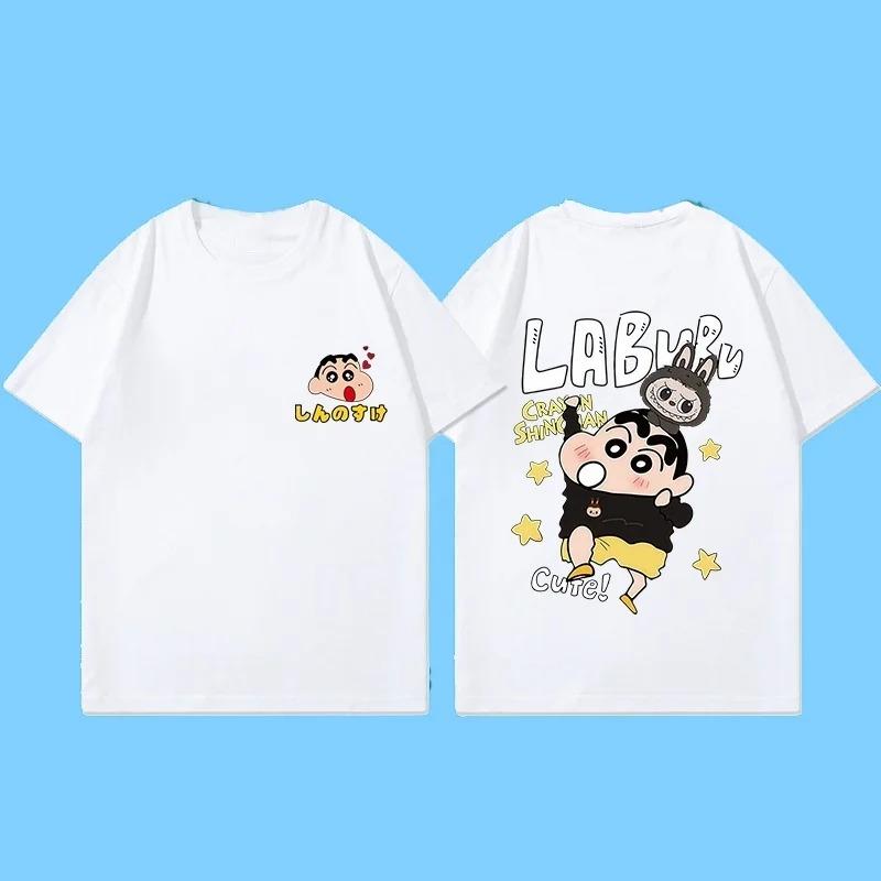 Miniso New Summer Cotton Cartoon Crayon Shin-chan Print T-Shirt Unisex Street Style Summer Fashion Casual Crew Neck Cotton Top