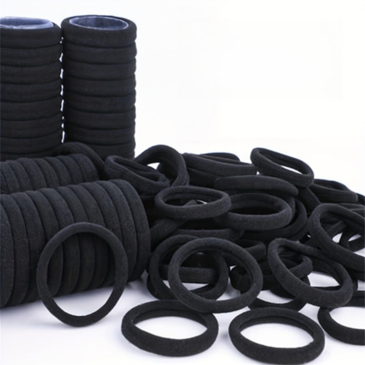 Large packaging - Black rubber band loop head rope, simple hair rope, seamless elastic rubber band 50 PCS чёрный