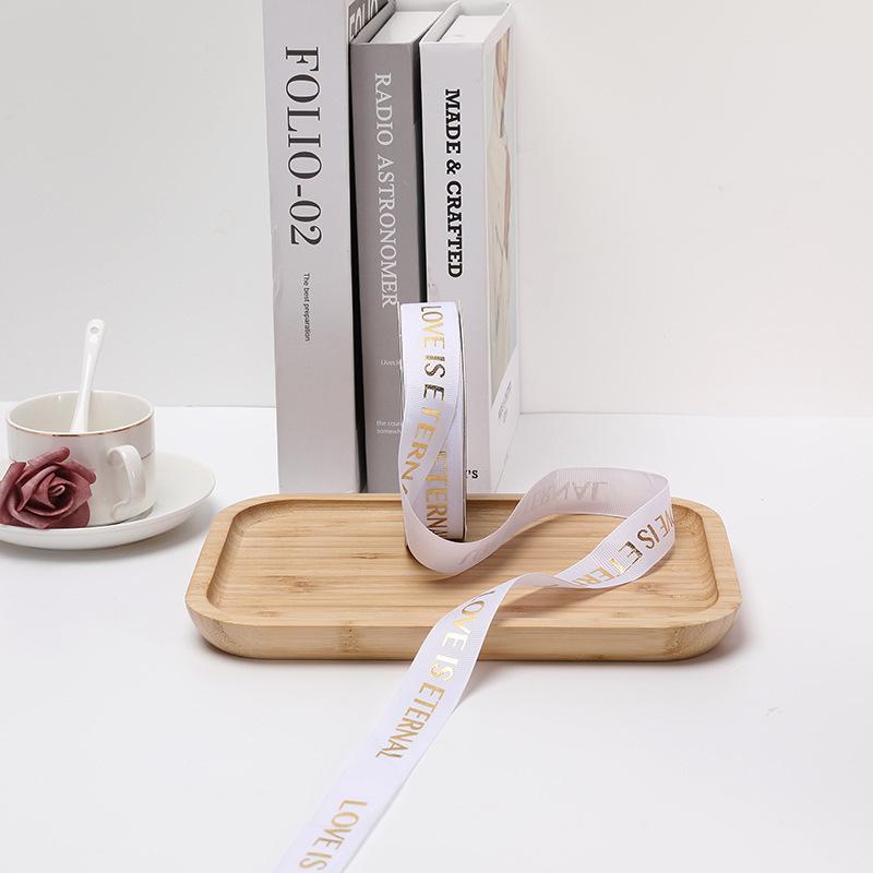 English Hot Stamping Ribbed Ribbon - 2.5cm Silk Bow for Gift, Cake, and Flower Packaging
