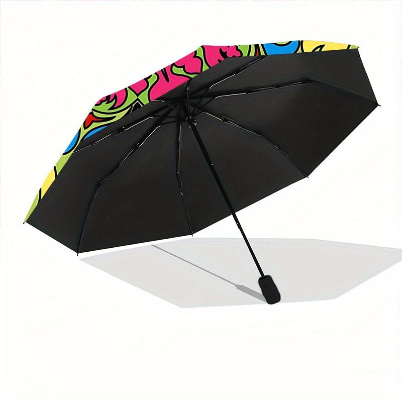 1pc Floral Mandala Design Automatic Opening/closing Umbrella with Auto Open/Close, Windproof, Foldable Sunshade, Perfect Gift for Friends, D
