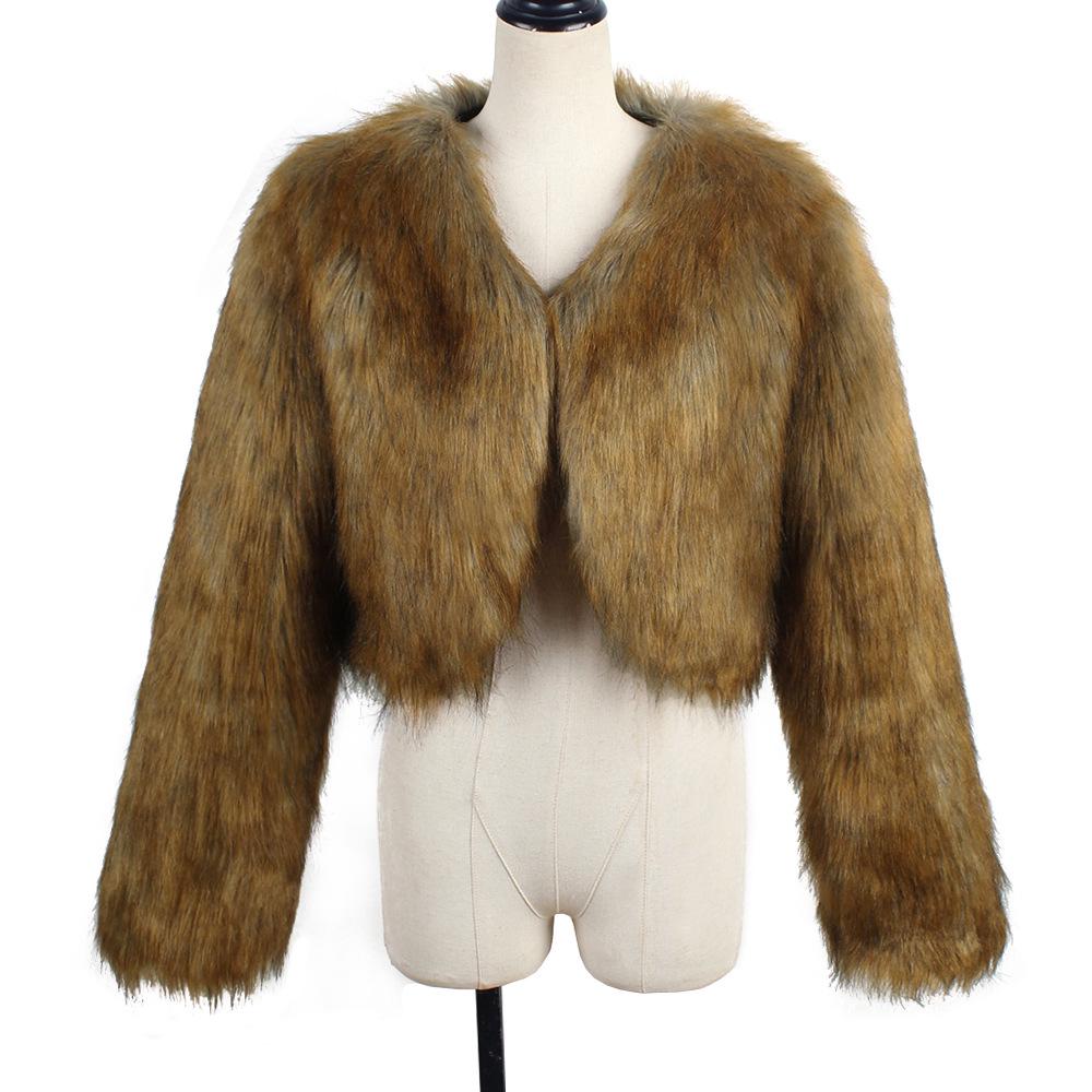 

2023 Autumn Faux Fur Short Jacket - European & American Fashion Women s Top XL