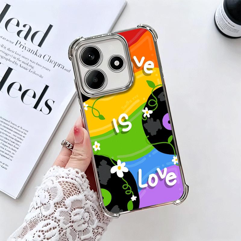 LGBT Rainbow Love Is Love Plating Phone Case For Xiaomi Redmi Note 14 15 Pro Plus 13 12 11 11S 11T 10 9S 9 5G Anti-Fall Airabag