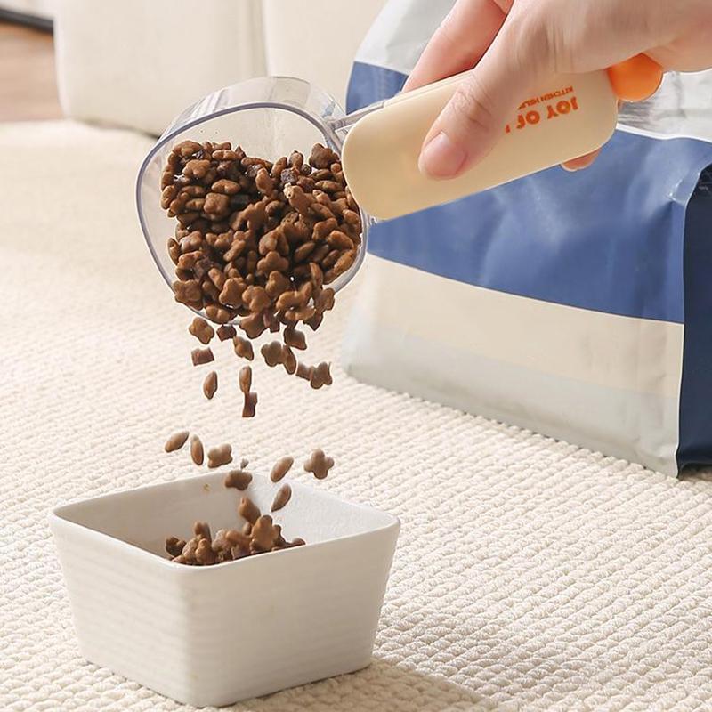 Rice Scoop Dog Food Scoop Multifunctional Pet Feeding Spoon With Sealing Clip Plastic Cat Food Dedicated Measuring Spoon