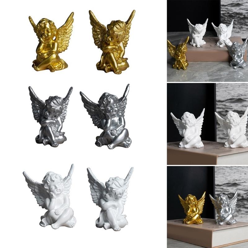 Cherub Figurines Indoor Decors Seraph Statue Creative Ornament Resins Sculpture Wedding Gift for Photo Studio
