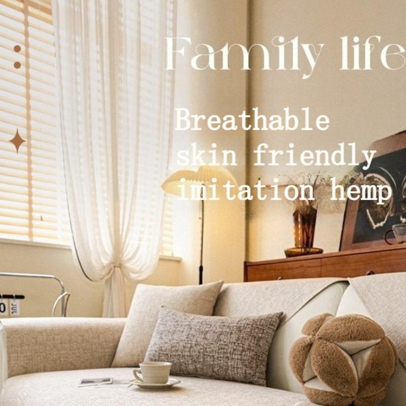 Japanese Style Imitation Linen Sofa Cushion Four Season Universal New Wrinkle Resistant Linen Woven Cushion Non Slip Cover Cloth