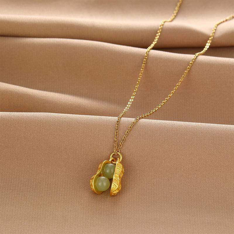 

Ожерелье из арахиса Женское Высокое чувство Ретро Тренд Темперамент Подвеска из нефрита Хэтянь Цепочка для ключицы