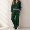 Women's Casual Loose Long Sleeve Top and Wide Leg Pants Two-Piece Set for Daily Wear